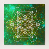 Metatron's kubus, gewijde geometrie, Spiritueel sy Legpuzzel (Horizontaal)