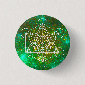 Metatron's kubus, gewijde geometrie, Spiritueel sy Ronde Button 3,2 Cm