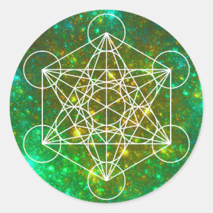 Metatron's kubus, gewijde geometrie, Spiritueel sy Ronde Sticker