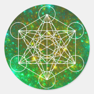 Metatron's kubus, gewijde geometrie, Spiritueel sy Ronde Sticker