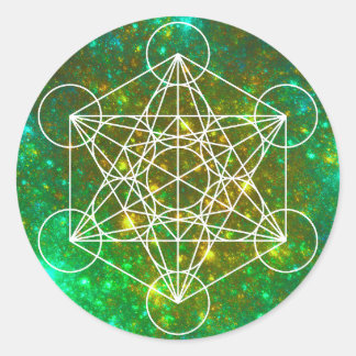 Metatron's kubus, gewijde geometrie, Spiritueel sy Ronde Sticker