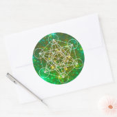 Metatron's kubus, gewijde geometrie, Spiritueel sy Ronde Sticker (Envelop)