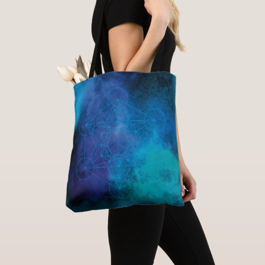 Metatron's Kubus Heilige Geometrie Tote Bag (Dichtbij)