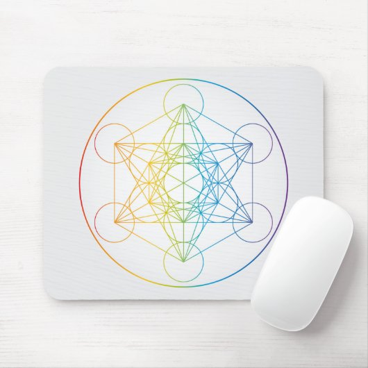 Metatron's kubus illustratie regenboog kleuren muismat (Met muis)