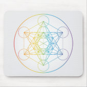 Metatron's kubus illustratie regenboog kleuren muismat (Voorkant)