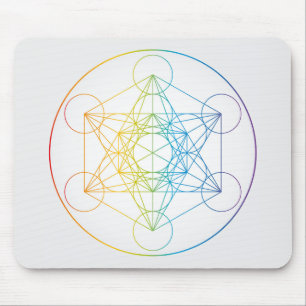 Metatron's kubus illustratie regenboog kleuren muismat