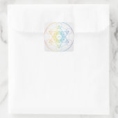 Metatron's kubus illustratie regenboog kleuren vierkante sticker (Tas)