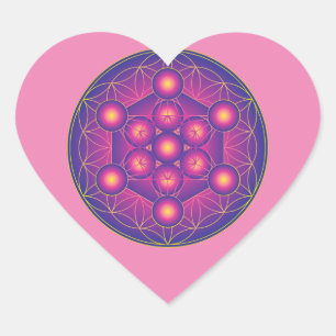 Metatron's kubus in Bloem van leven Hart Sticker