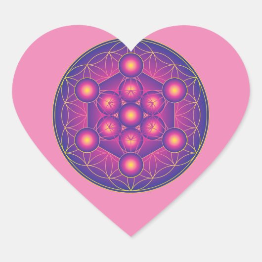 Metatron's kubus in Bloem van leven Hart Sticker (Voorkant)