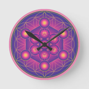 Metatron's kubus in Bloem van leven Ronde Klok