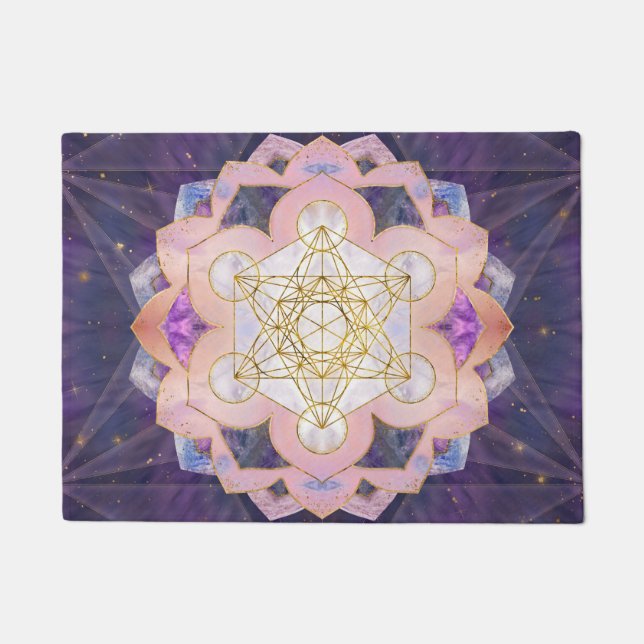 Metatron's kubus in Gemstone lotus Deurmat (Voorkant)