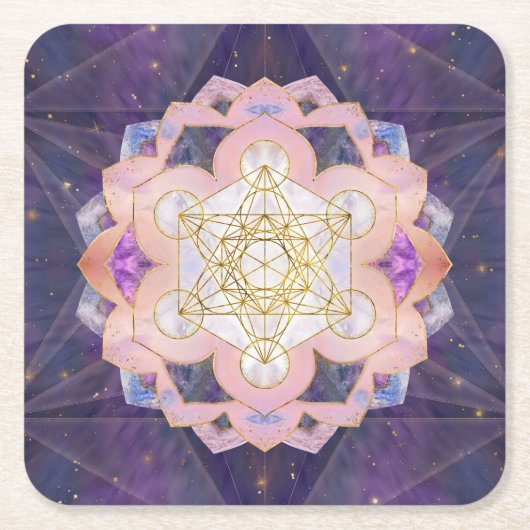 Metatron's kubus in Gemstone lotus Kartonnen Onderzetters (Voorkant)