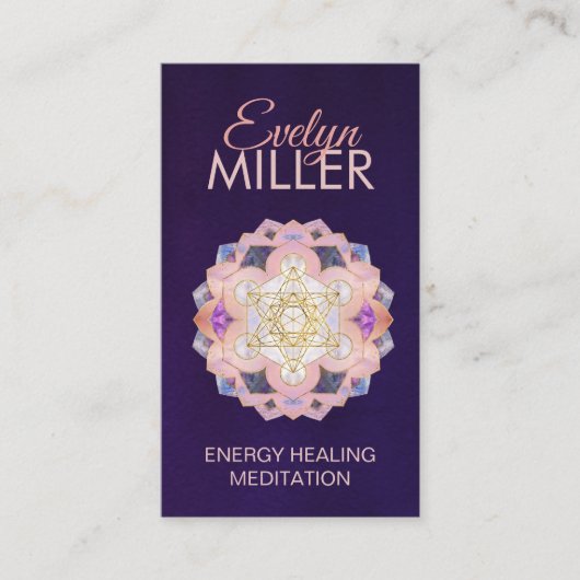 Metatron's kubus in Gemstone lotus Sacred Geometry Visitekaartje (Voorkant)