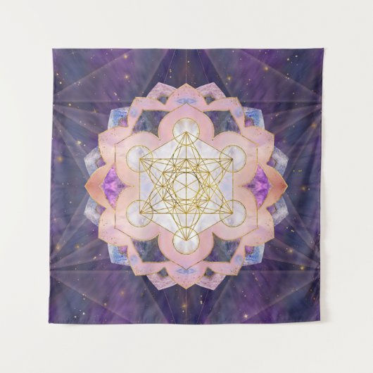 Metatron's kubus in Gemstone lotus Wandkleed (Voorkant)