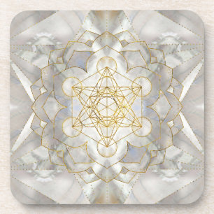 Metatron's kubus in lotus Sacred Geometry Bier Onderzetter