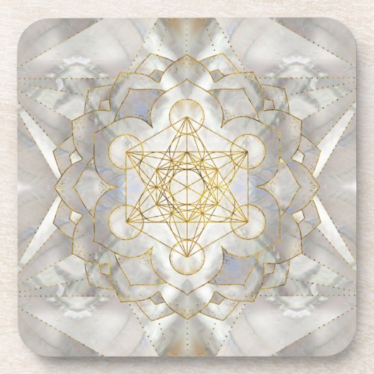 Metatron's kubus in lotus Sacred Geometry Bier Onderzetter (Voorkant)
