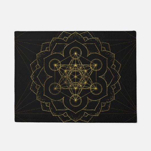 Metatron's kubus in lotus Sacred Geometry Deurmat (Voorkant)