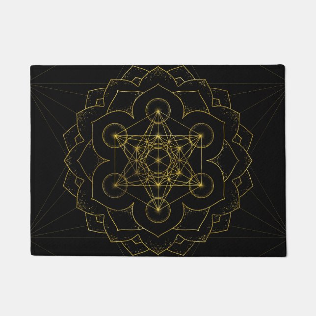 Metatron's kubus in lotus Sacred Geometry Deurmat (Voorkant)