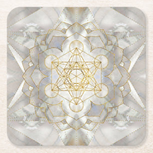 Metatron's kubus in lotus Sacred Geometry Kartonnen Onderzetters