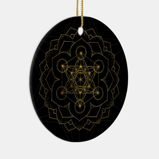 Metatron's kubus in lotus Sacred Geometry Keramisch Ornament (Rechts)