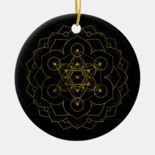 Metatron's kubus in lotus Sacred Geometry Keramisch Ornament