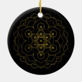 Metatron's kubus in lotus Sacred Geometry Keramisch Ornament (Achterkant)