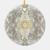Metatron's kubus in lotus Sacred Geometry Keramisch Ornament (Achterkant)