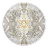 Metatron's kubus in lotus Sacred Geometry Keramische Knop (Voorkant)