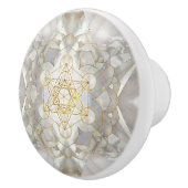 Metatron's kubus in lotus Sacred Geometry Keramische Knop (Rechts)