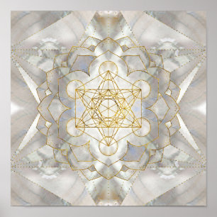 Metatron's kubus in lotus Sacred Geometry Poster