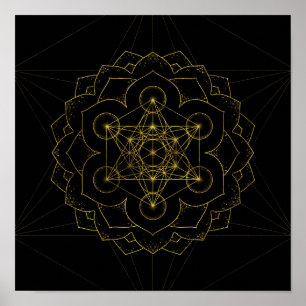 Metatron's kubus in lotus Sacred Geometry Poster