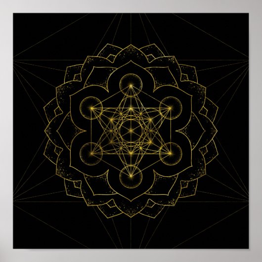 Metatron's kubus in lotus Sacred Geometry Poster (Voorkant)