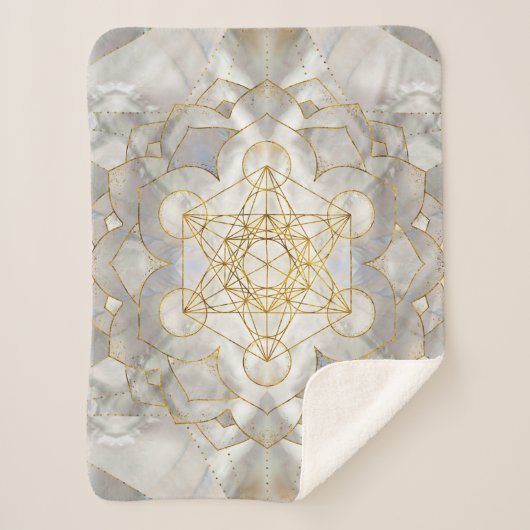 Metatron's kubus in lotus Sacred Geometry Sherpa Deken (Voorkant)