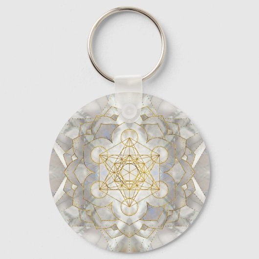 Metatron's kubus in lotus Sacred Geometry Sleutelhanger (Voorkant)