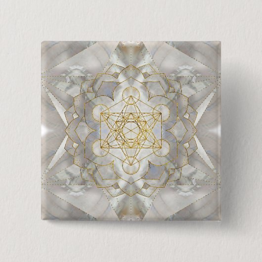 Metatron's kubus in lotus Sacred Geometry Vierkante Button 5,1 Cm (Voorkant)
