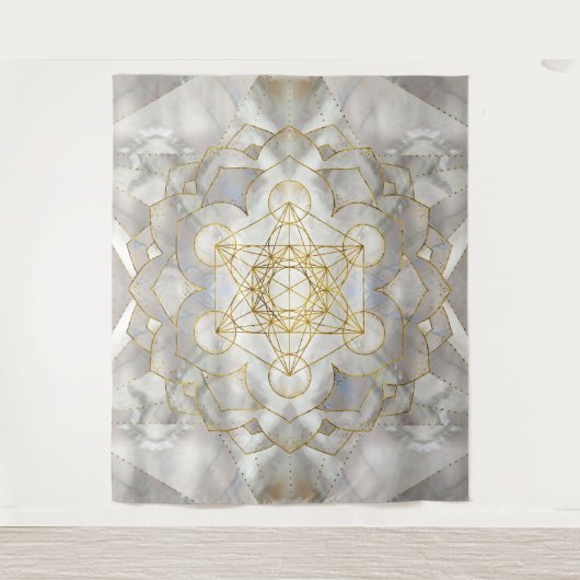 Metatron's kubus in lotus Sacred Geometry Wandkleed (Voorkant)