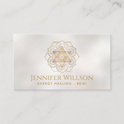 Metatron's kubus in lotusbloem visitekaartje (Voorkant)