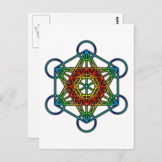 Metatron's kubus (kleur 1) briefkaart (Voorkant / Achterkant)