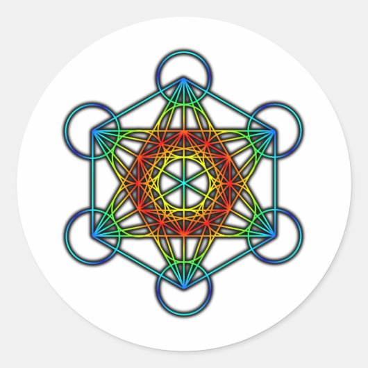 Metatron's kubus (kleur 1) ronde sticker (Voorkant)