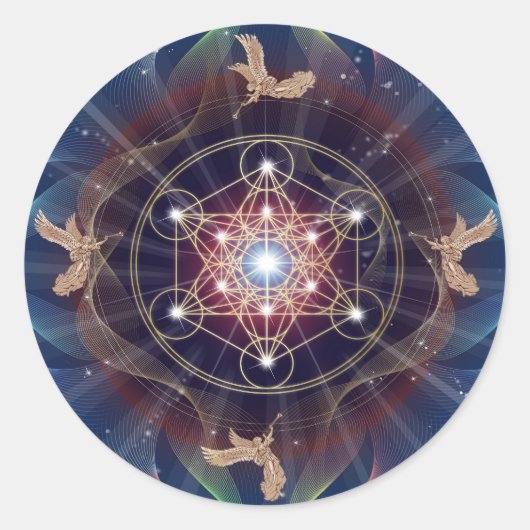 Metatron's kubus - Merkabah Ronde Sticker (Voorkant)