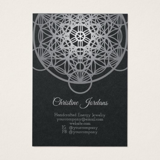 Metatron's kubus of Life Earring Card Visitekaartje (Achterkant)