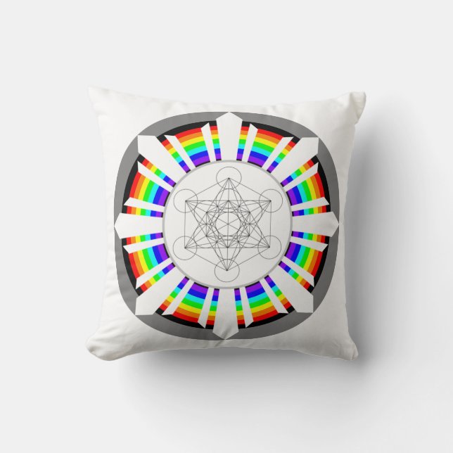 Metatron's Kubus Regenboog Prisma Kussen (Voorkant)