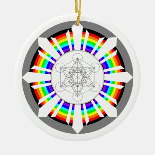 Metatron's Kubus Regenboogprisma Keramisch Ornament (Voorkant)