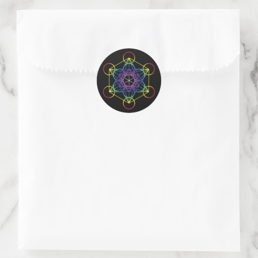 Metatron's kubus - Regenboogversie Ronde Sticker (Tas)