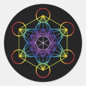 Metatron's kubus - Regenboogversie Ronde Sticker (Voorkant)