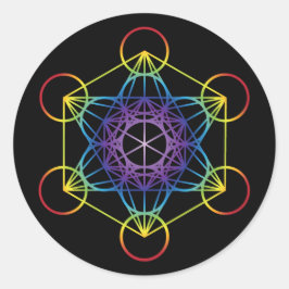 Metatron's kubus - Regenboogversie Ronde Sticker