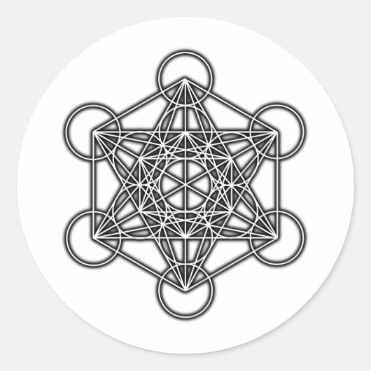 Metatron's kubus (zwart) ronde sticker (Voorkant)