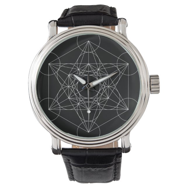 Metatron's Kubus Zwart & Wit Horloge (Voorkant)
