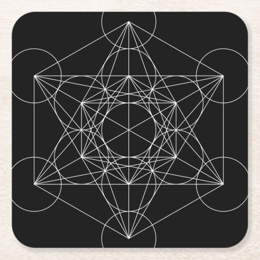 Metatron's Kubus Zwart & Wit Kartonnen Onderzetters (Voorkant)