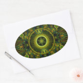 "Metatron's Magick Wheel" - Fractal Art Ovale Sticker (Envelop)